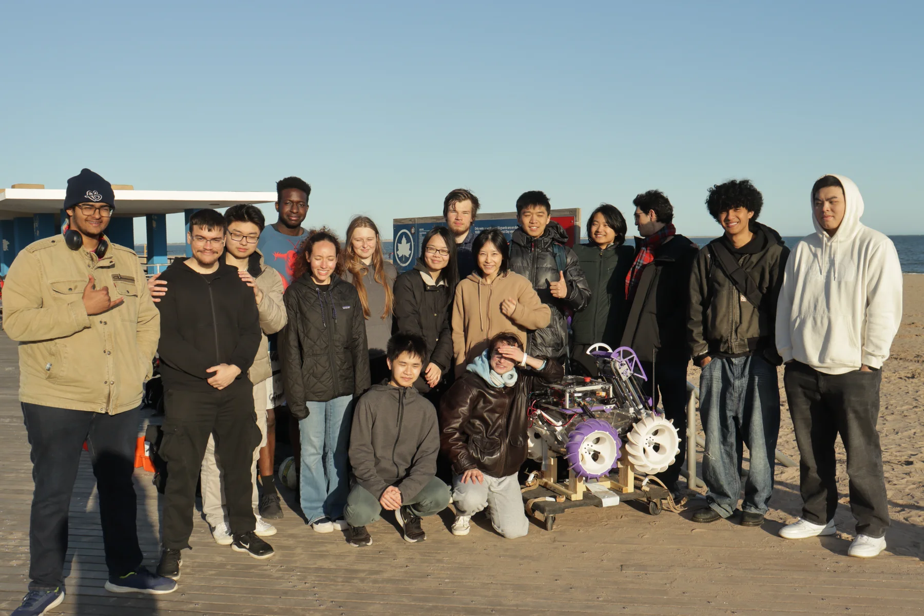 RDT students gathered beside Luna on the Coney Island boardwalk
